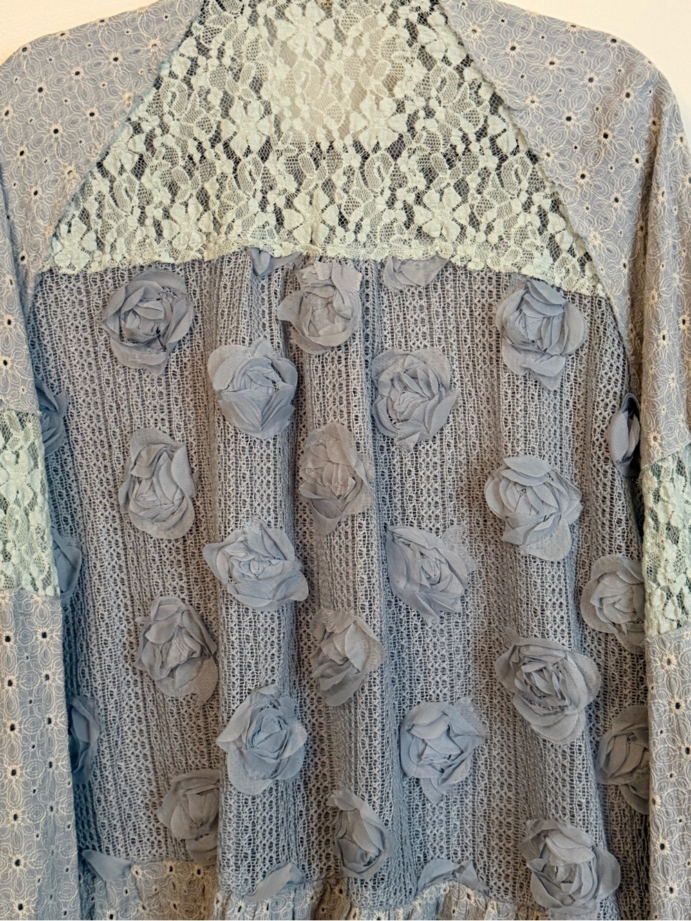 POL Vintage Style Balloon Sleeve Jacket Top – Lace Patch & Vintage Wash Sz M - Picture 7 of 7